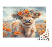 Carina corona di mucca Puzzle 1000 Pezzi In cartone Spesso, Un Tangram Per Enigma Per Lo Stress Relief, Ideale Per Quadro Fai Da Te, Regalo Di Compleanno Perfetto 70x50cm/1000pcs
