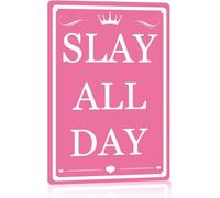 Carina decorazione per la camera da letto delle ragazze adolescenti, cartello "Slay All Day", roba preppy, poster divertenti, cartelli rosa, cose da parete per dormitorio per ragazze civettuole, lat