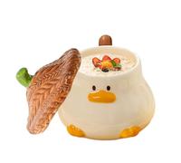 Carina di 3D carina di caffè di caffè in ceramica con coperchio, Cabora di disegno animale in ceramica 400 ml con coperchio, cartone animato dipinto a mano, con manico