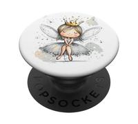 Carina fata coronata con un sorriso gioioso per gli amanti della fantasia PopSockets PopGrip Adesivo