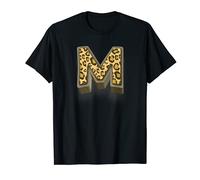 Carina lettera M nome iniziale leopardo ghepardo stampa animale Maglietta