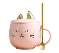 Carina Tazza Di Gatto, Tazza Di Caffè Gatto | Tazze Di Gatto Carine Da 480 Ml Con Coperchio, Tazza Di Gattino Creativa Per Le Donne Con Cucchiaio In Acciaio Inossidabile, Tazze Da Caffè Di Novità, Ta