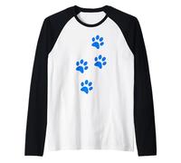 Carine Stampe Blu Zampa Maglia con Maniche Raglan