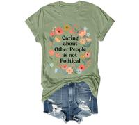 Caring About Other People is Not Political Camicia Retro Floreale Fiori di campo Gentilezza Camicia Unisex, Verde, M