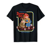 Caring For Your Demon Cat Retro Vintage Funny Adult Humor Maglietta