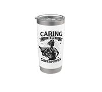 Caring is My Superpower | Regalo per la giornata internazionale degli infermieri Bicchiere termico in acciaio inox doppia parete