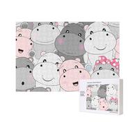 Carini cuccioli di ippopotamo,Puzzle in legno da 300 pezzi per famiglie, per adulti e adolescenti, decorazioni per la casa