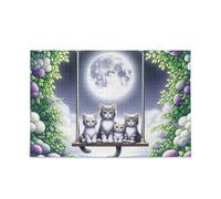 Carini gatti luna verde puzzle gioco casa parete opere d'arte per adulti e famiglie 1000 pezzi