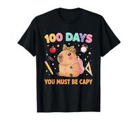 Carino 100 Days of School Capybara con Leopard Bow Teacher Maglietta