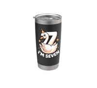 Carino 7° compleanno cigno sette anni ragazze ragazzi bambini uccello Bicchiere termico in acciaio inox doppia parete