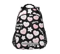 Carino a forma di cuore stella felice rosa nero bambino ragazza zaini per la scuola con grandi borse libro per giovani morrales escolares para ni?os