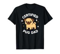 Carino a Tema Cane con Scritta Certified Pug Dad Maglietta