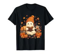 Carino Accogliente Fantasma Lettura con Cat & Zucche Halloween Maglietta