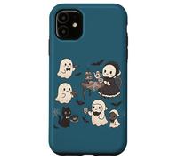 Carino accogliente Halloween Gothic Ghost Tea Party Cat Pastel Blue Custodia per iPhone 11