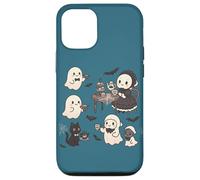 Carino accogliente Halloween Gothic Ghost Tea Party Cat Pastel Blue Custodia per iPhone 12/12 Pro