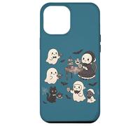 Carino accogliente Halloween Gothic Ghost Tea Party Cat Pastel Blue Custodia per iPhone 12 Pro Max