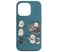 Carino accogliente Halloween Gothic Ghost Tea Party Cat Pastel Blue Custodia per iPhone 13 Pro