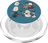 Carino accogliente Halloween Gothic Ghost Tea Party Cat Pastel Blue PopSockets PopGrip per MagSafe