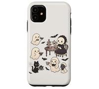 Carino accogliente Halloween gotico fantasma Tea Party pipistrelli gatto crema Custodia per iPhone 11