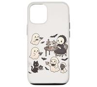Carino accogliente Halloween gotico fantasma Tea Party pipistrelli gatto crema Custodia per iPhone 12/12 Pro
