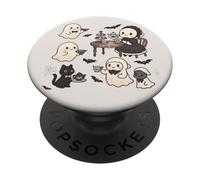 Carino accogliente Halloween gotico fantasma Tea Party pipistrelli gatto crema PopSockets PopGrip Adesivo