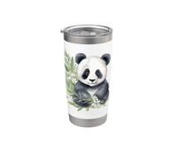 Carino Acquerello Floreale Panda Cartoon Graphic Design Bicchiere termico in acciaio inox doppia parete