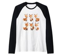 Carino Acquerello Fox Animal Art Maglia con Maniche Raglan