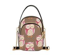 Carino Acquerello Gufi Occhi Marrone Donne Borse A Spalla Carino Del Telefono Cellulare Portafoglio Catena Borsa Trapuntata Cerniera Bombetta Tote Signore Satch