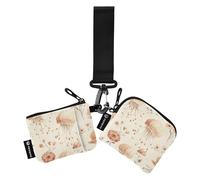 Carino Aliens Head White_3 doppio portamonete porta carte di credito portafoglio sottile staccabile porta carte di credito con tasca con cerniera per uomini e donne 2 pezzi, Multicolore, 4.13"(L) x