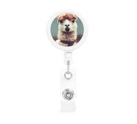 Carino alpaca, porta badge retrattile con clip e portachiavi, clip divertenti e carine, porta badge resistente, per ufficio, dottore, infermiere