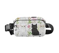 Carino American Curl Cats Bianco Moda Marsupio Marsupio per Donne Uomini Impermeabile Sling Bag Travel Essential con Cinghia Regolabile per Viaggi Vacanze Corsa