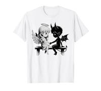 Carino Angelo e Diavolo Innamorato Anime Fantasy Duo Maglietta