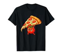 Carino Angry Pomodoro Sollevamento Gigante Pizza Slice Maglietta