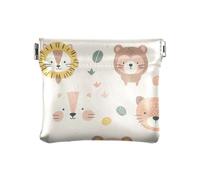 Carino Animal Faces Donne PU Leather Coin Purse Comodo Accessori da Viaggio per Donna Ragazza, Volti di animali carini, Decorazione