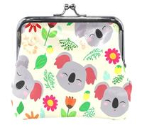 Carino animale carino portamonete sacchetto in pelle bacio blocco carino cartone animato koala beige piccolo portamonete per monete, Carino Cartoon Koala Beige, classico