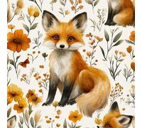 Carino Animale Carta da Parati Autoadesiva 0.45x10 m Volpe Pianta Fiore Pellicola Adesiva per Mobili Impermeabile Carta Adesivo Ispessita Opaco Sticker per Muro Cucina Armadio Cassetto e Scaffali
