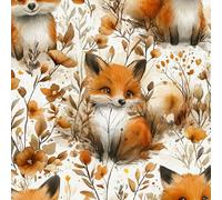 Carino Animale Carta da Parati Autoadesiva 0.45x10 m Volpe Pianta Fiore Pellicola Adesiva per Mobili Impermeabile Carta Adesivo Ispessita Opaco Sticker per Muro Cucina Armadio Cassetto e Scaffali