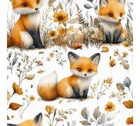 Carino Animale Carta da Parati Rimovibile Volpe Pianta Fiore Autoadesiva Impermeabile Ispessita Opaco Pellicola Adesivo Mobilia Decorativo Rullo Sticker per Cucina Camera da Letto Bagno 0.3x5 m