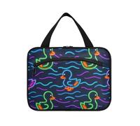 Carino Animale Fluorescente Anatroccolo Appeso Viaggio Toiletry Bag Appeso con gancio, Accessori di Design Borsa per Articoli da toeletta per Adulti Crociere bolso para maquillaje de Mujer L
