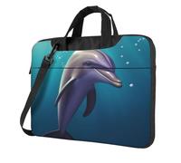Carino animale marino delfino Borsa di Tote del Computer Portatile per gli Uomini Donne Del Manicotto Del Computer Del Computer Borsa Della Spalla, Nero, 13 inch