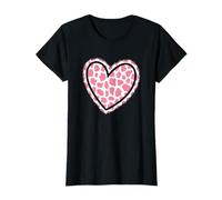 Carino Animale Modello Rosa Mucca Stampa Cuore Donne Ragazze Maglietta