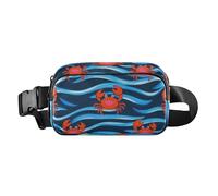 Carino Animale Onda Granchio Rosso Moda Cross Body Bag Belt Pack per Uomo Donna Grande Capacità con Cinghia Regolabile per Viaggi Vacanza Corsa bolsa de cintura para, carino animale onda granchio