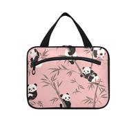 Carino Animale Panda bambù Pesca Appeso Uomo Toiletry Borsa Da Viaggio con Gancio, Designer Moda Trucco Bag per Adulti Crociere estuche para maquillaje, Carino Animale Panda Bambù Pesca, L, casual
