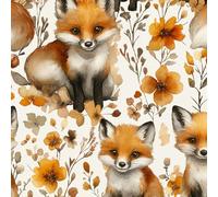Carino Animale Pellicola Adesiva per Mobili Volpe Pianta Fiore Carta da Parati Rimovibile Autoadesiva Opaco Ispessita Wallpaper Impermeabile Decorativa Rullo Sticker per Cucina Armadio Porta 0.52x5 m