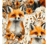 Carino Animale Pellicola Adesiva per Mobili Volpe Pianta Fiore Carta da Parati Rimovibile Autoadesiva Opaco Ispessita Wallpaper Impermeabile Decorativa Rullo Sticker per Cucina Armadio Porta 0.52x20 m