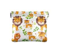 Carino animale tigre foglia spremere portamonete sacchetto portamonete titolare titolare PU pelle mini portafoglio portamonete per donne ragazze uomini