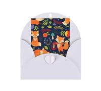Carino animale volpe fiore stampa bianco perla carta biglietto di auguri, disegni verticali, buste per ringraziamento, inviti