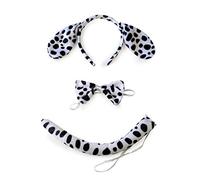 Carino Animali Cosplay Costume Set Bambini Adulti Grande Dalmata Spotty Orecchie di Cane Hea Colori Scrunchies, Abito a tre pezzi, Taglia unica
