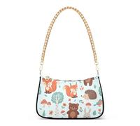 Carino animali del bosco stampa volpi borse a tracolla per le donne casual borsa hobo catena cinghia cerniera borsa del telefono