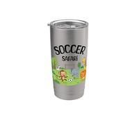 Carino animali della giungla che giocano a calcio calcio bambini genitori Bicchiere termico in acciaio inox doppia parete
